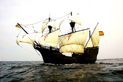 A replica of Ferdinand Magellan’s ship, the Nao Victoria.  The original ship was the only one of five ships that made the complete circumnavigation with Juan Eclano, a Basque navigator, as the captain of the ship when it finished the trip.