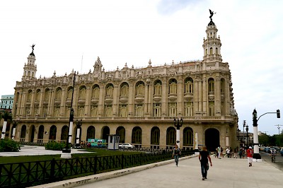 Daylight shot of the exterior of the Gran Theater (Alicia Alonzo Theater) where President Obama gave his address to the Cuban people.