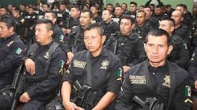 Police during Christmas in Yucatan Mexico